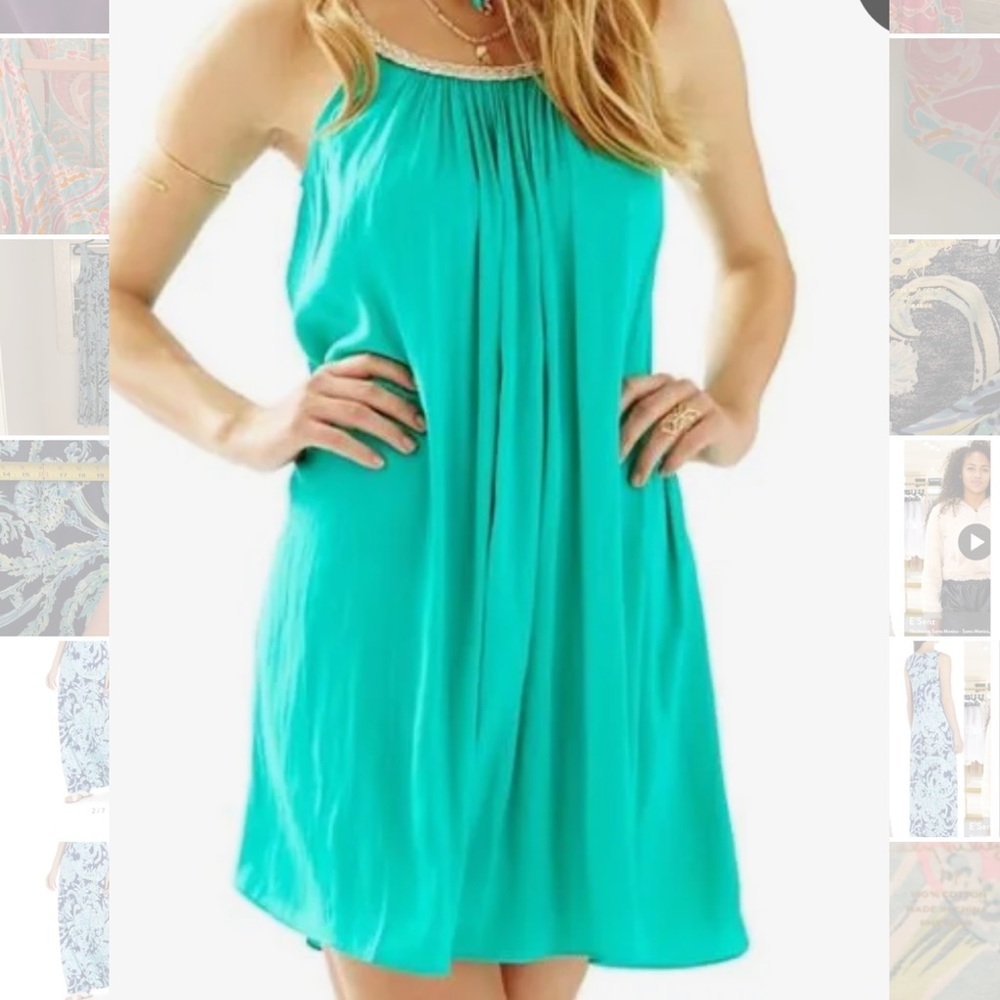 Lilly Pulitzer Sienna halter strap Dress in lagoon green!